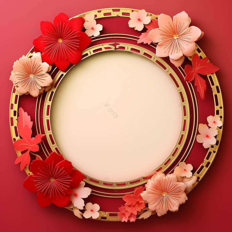 中国传统新年红花的插图,插画/手绘图,插画/手绘图库,插画/手绘图下载,插画/手绘